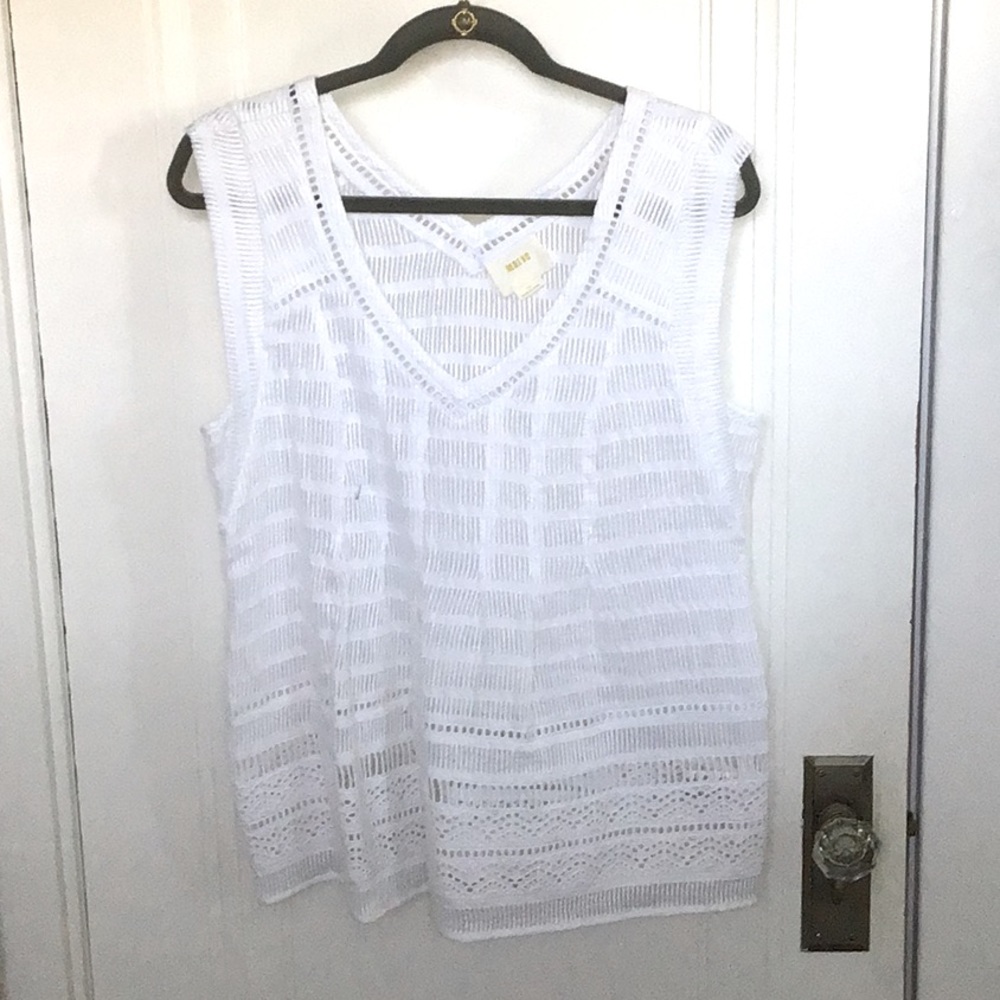 Anthropologie White Sleeveless White Blouse, Size 10